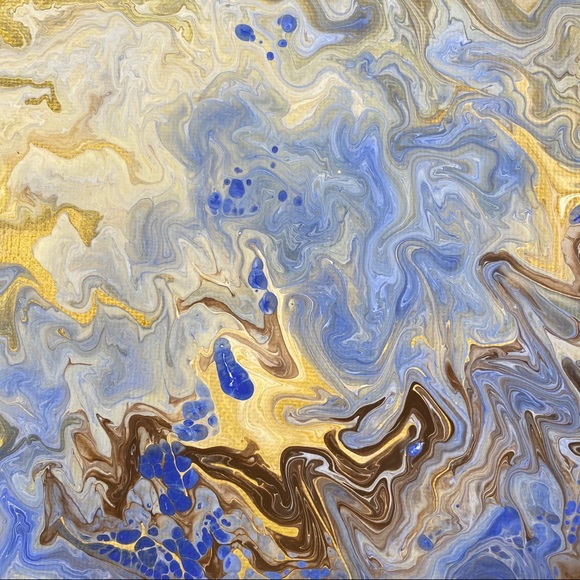 Original Poured Painting OOAK Pastel Blue Wall Art - Picture 3 of 6